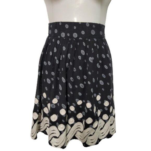 Black and White Skirt Elastic Waist Skirt Polka Dot Pleated Flare Short Skirt - Picture 1 of 7